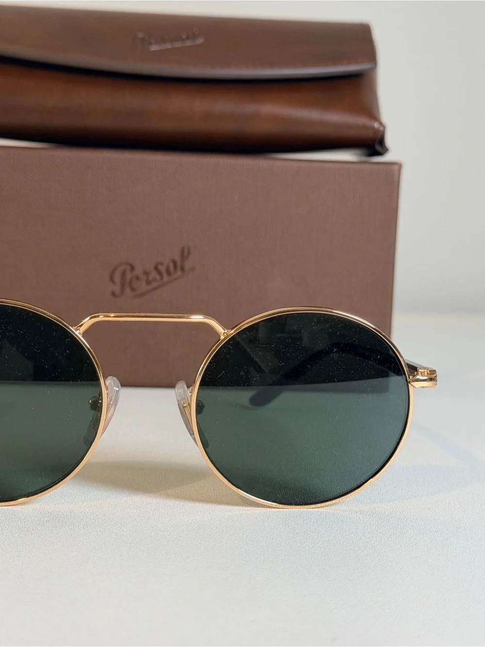 Persol Gold Round Sunglasses Havana